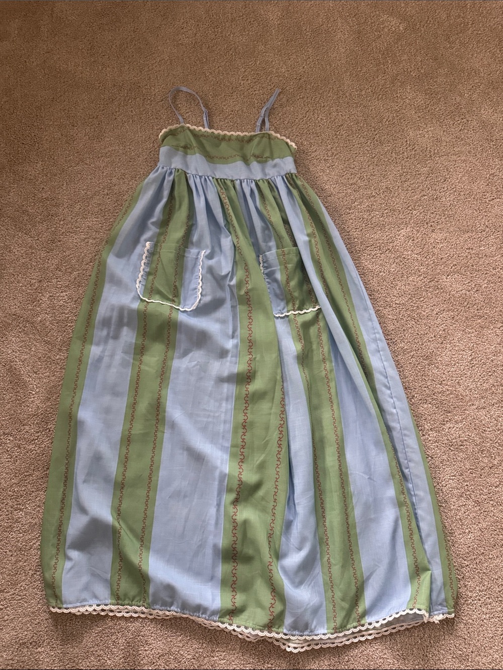 Amazon Light Blue and Green Striped Maxi Dress